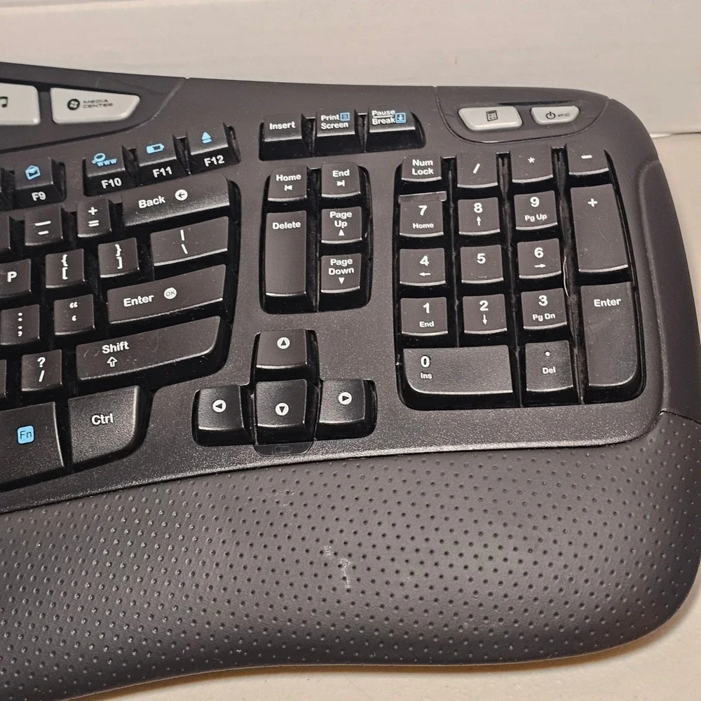 Logitech K350 Wireless Wave Ergonomic Keyboard Black Tested Works No USB Dongle
